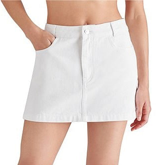 White Denim Mini Skirt