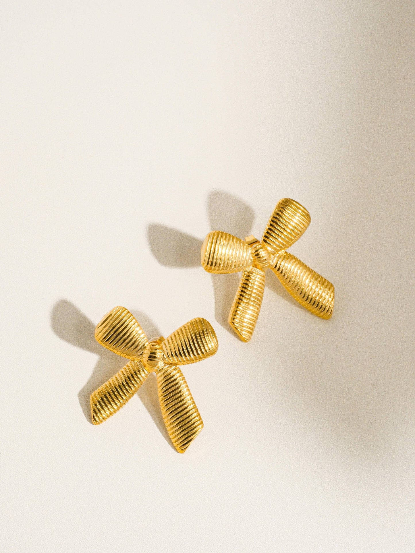 Lillian 18K Gold Non-Tarnish Bow Stud & Ring: Yellow Gold / Stud