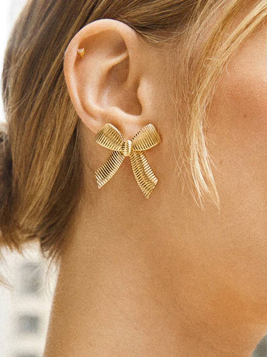 Lillian 18K Gold Non-Tarnish Bow Stud & Ring: Yellow Gold / Stud