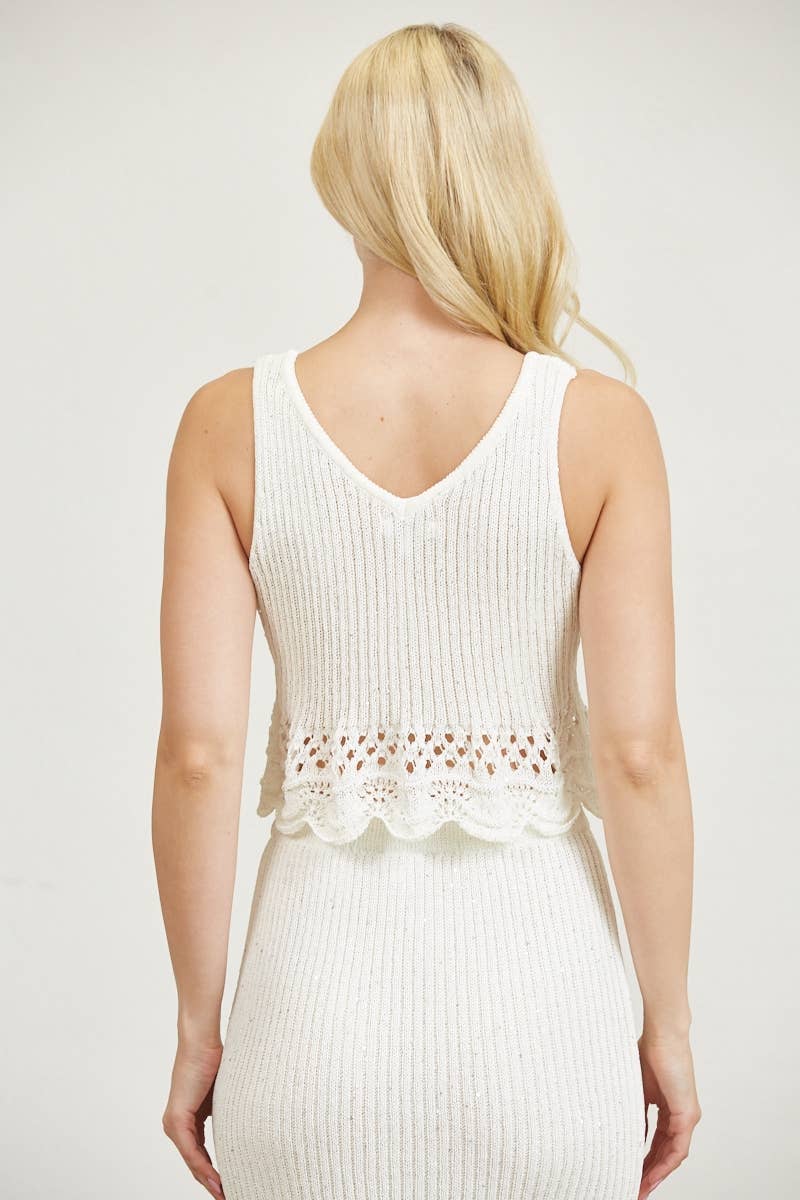 Embellished Sweater Sleeveless Crop Top