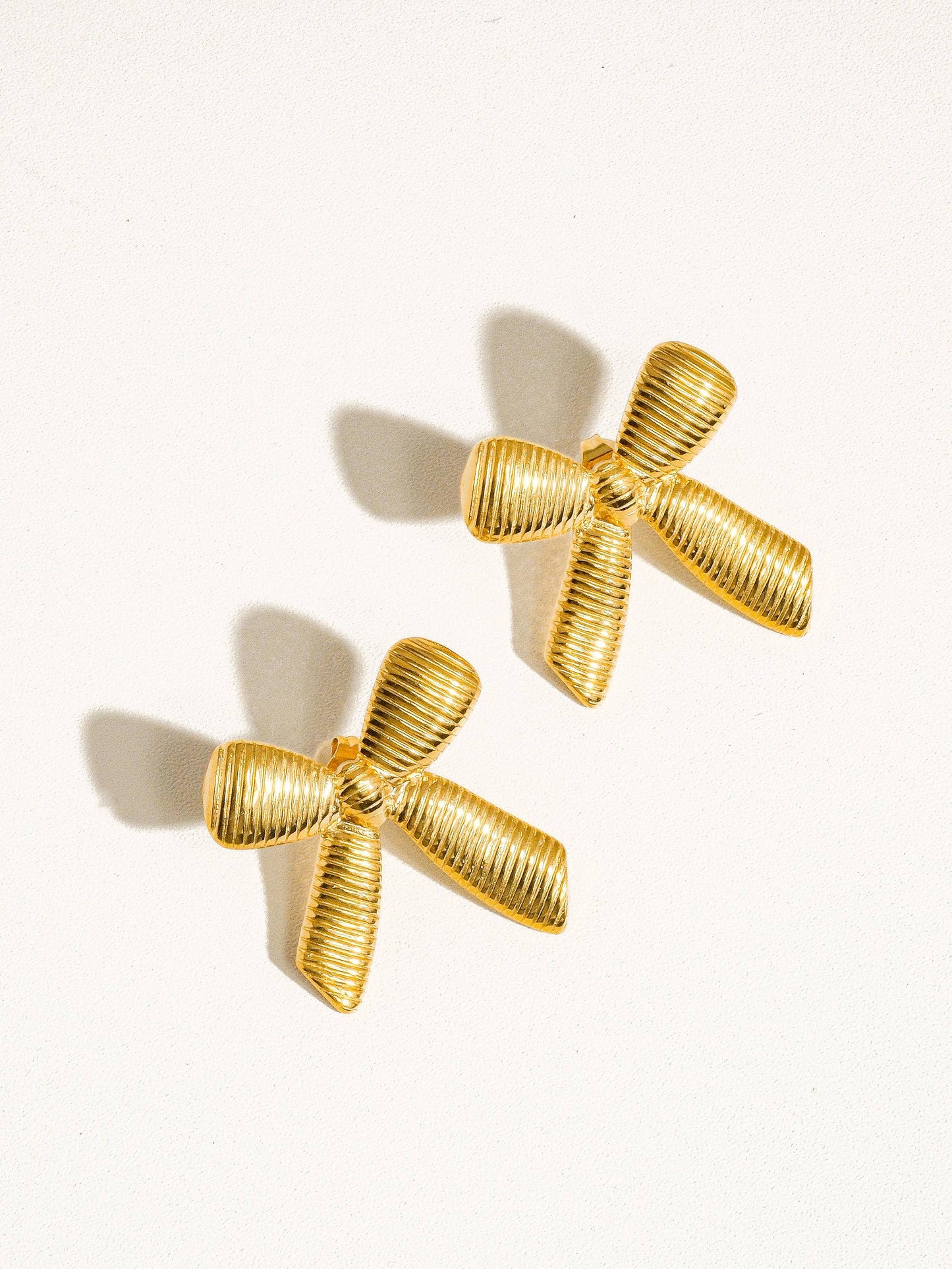 Lillian 18K Gold Non-Tarnish Bow Stud & Ring: Yellow Gold / Stud