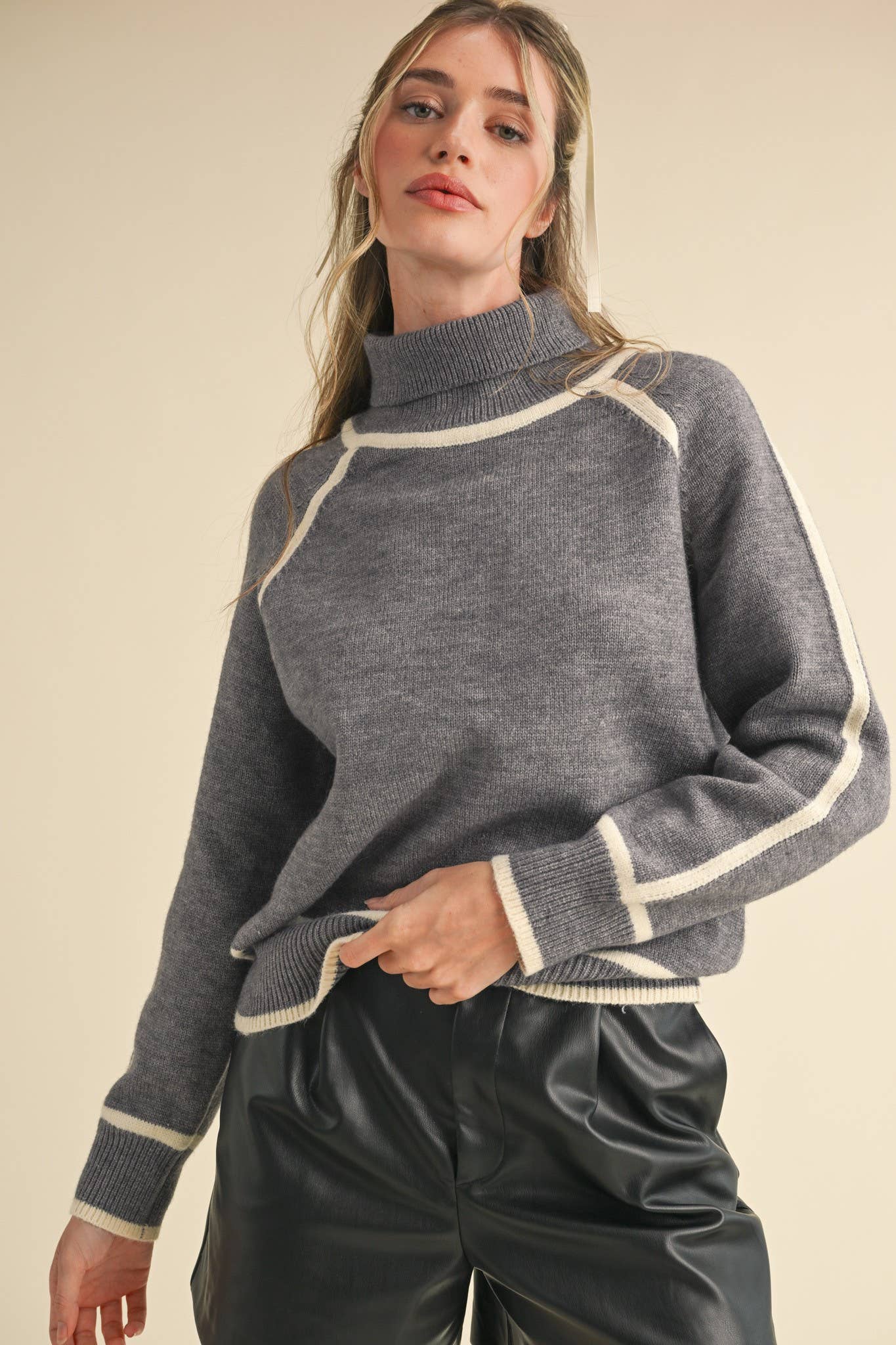 Grey Contrast Sweater