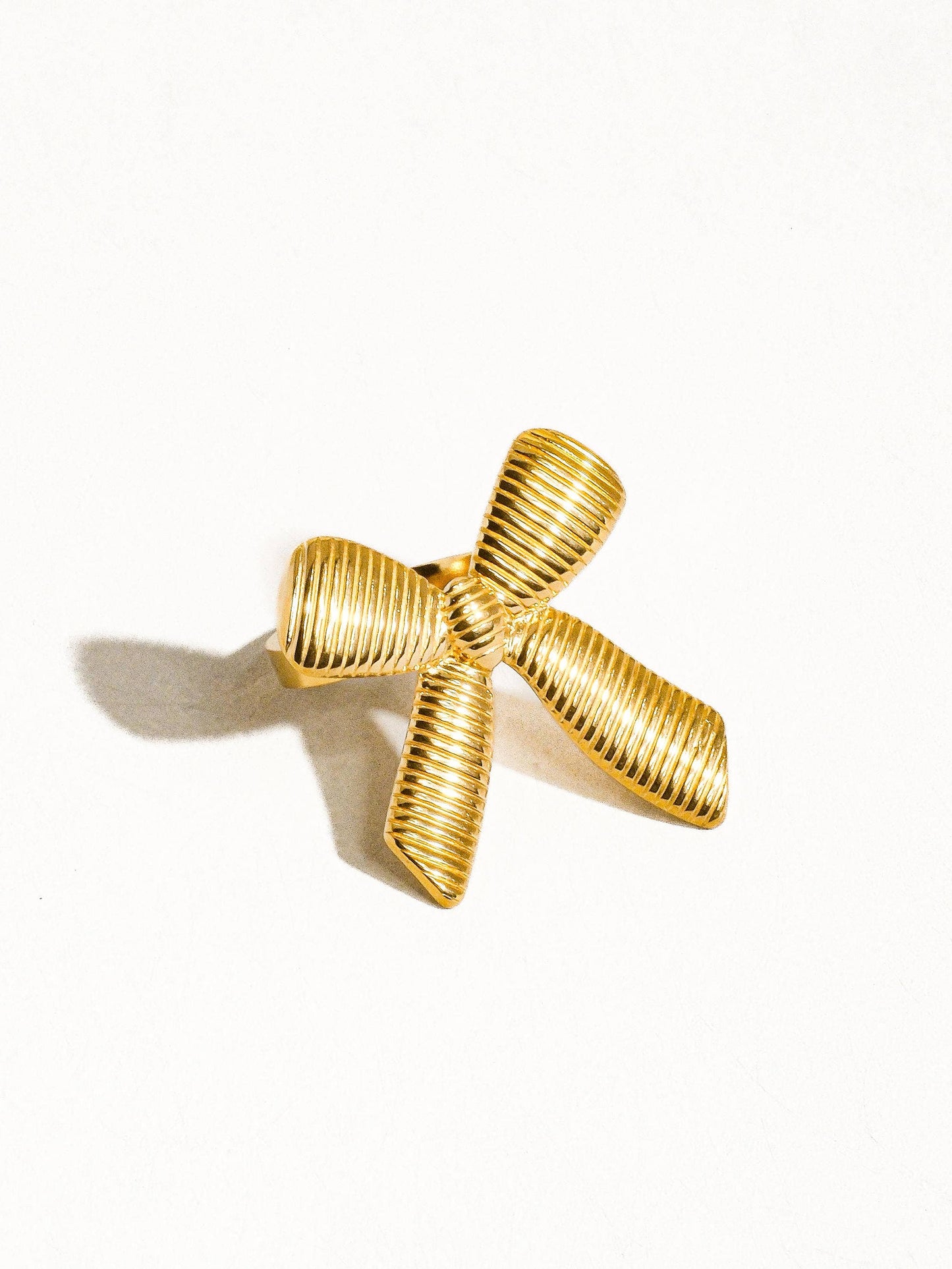 Lillian 18K Gold Non-Tarnish Bow Stud & Ring: Yellow Gold / Stud