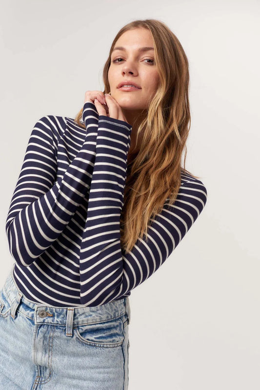 Navy Striped LS Tee