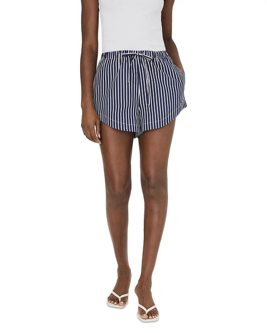 Navy Striped Drawstring Shorts