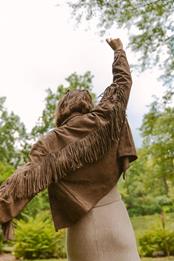 Hot Cocoa Fringe Faux Suede Jacket