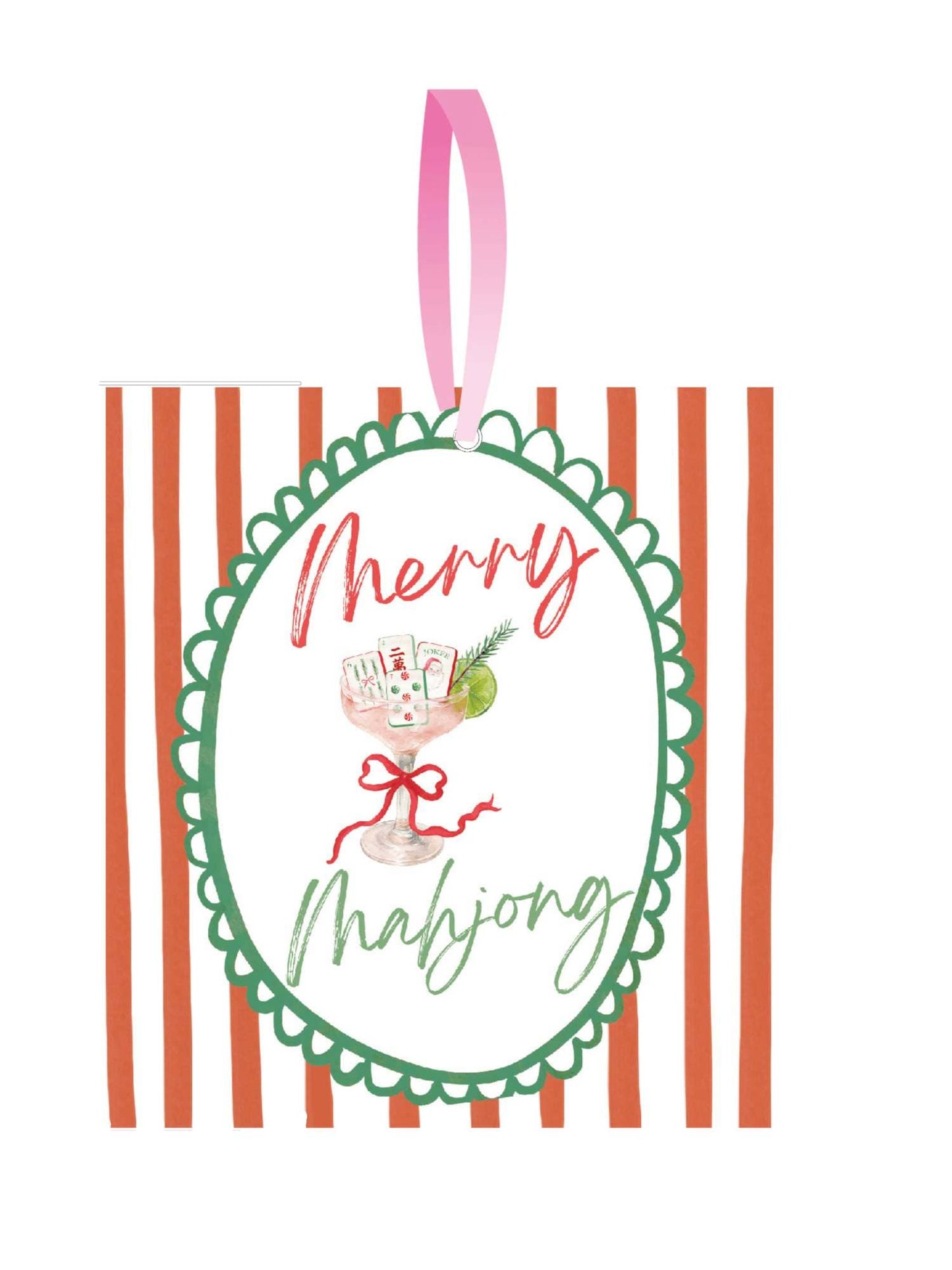 Mahjong Christmas Ornament Acrylic Mahj gift, acrylic: Cocktail Glass