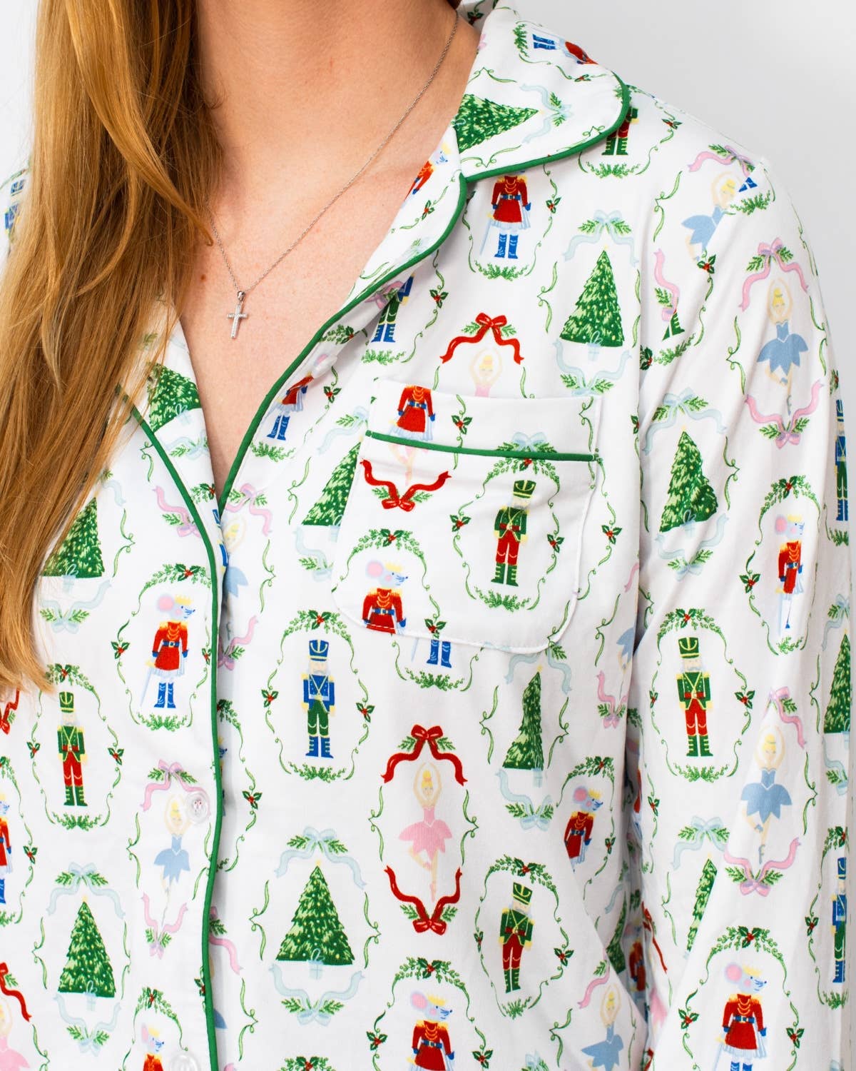 Nutcracker Waltz Long Sleeve Button Up PJ Top