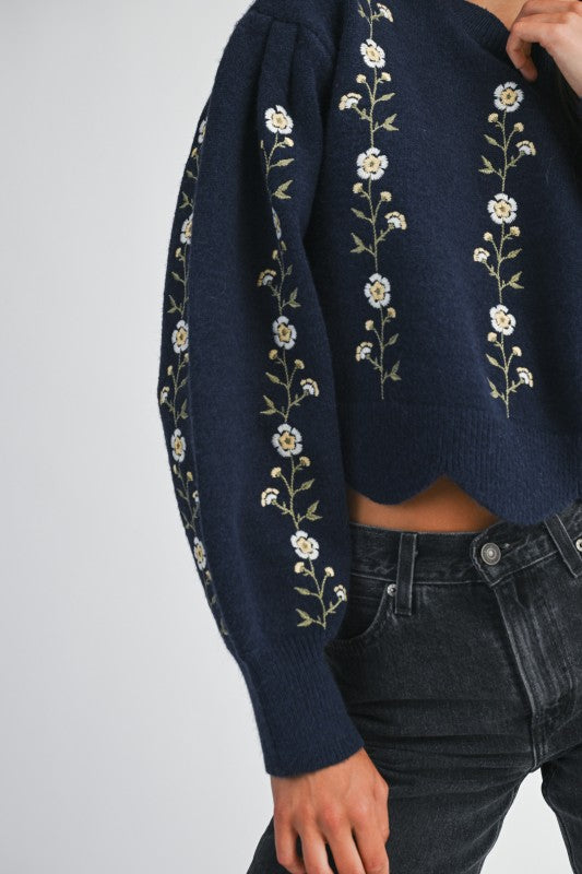 Floral Embroidered Sweater