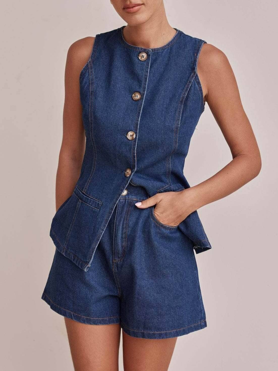 Denim Vest Set