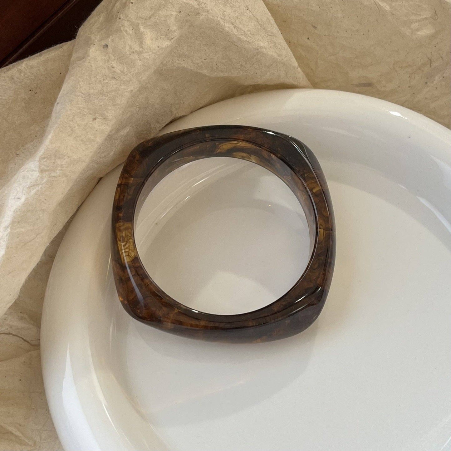Tortoiseshell Geometric Acrylic Bracelets