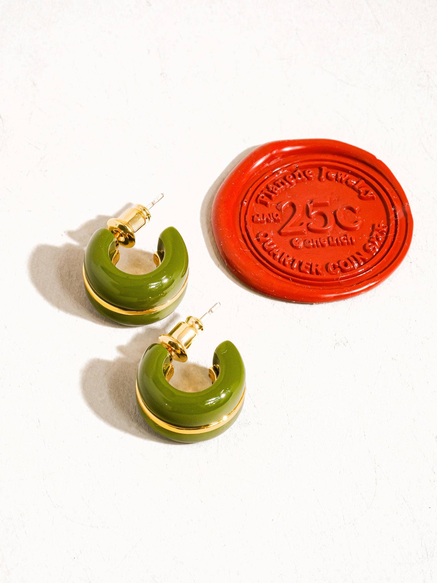 Arlo 18K Gold Small C Hoop Earring: Red