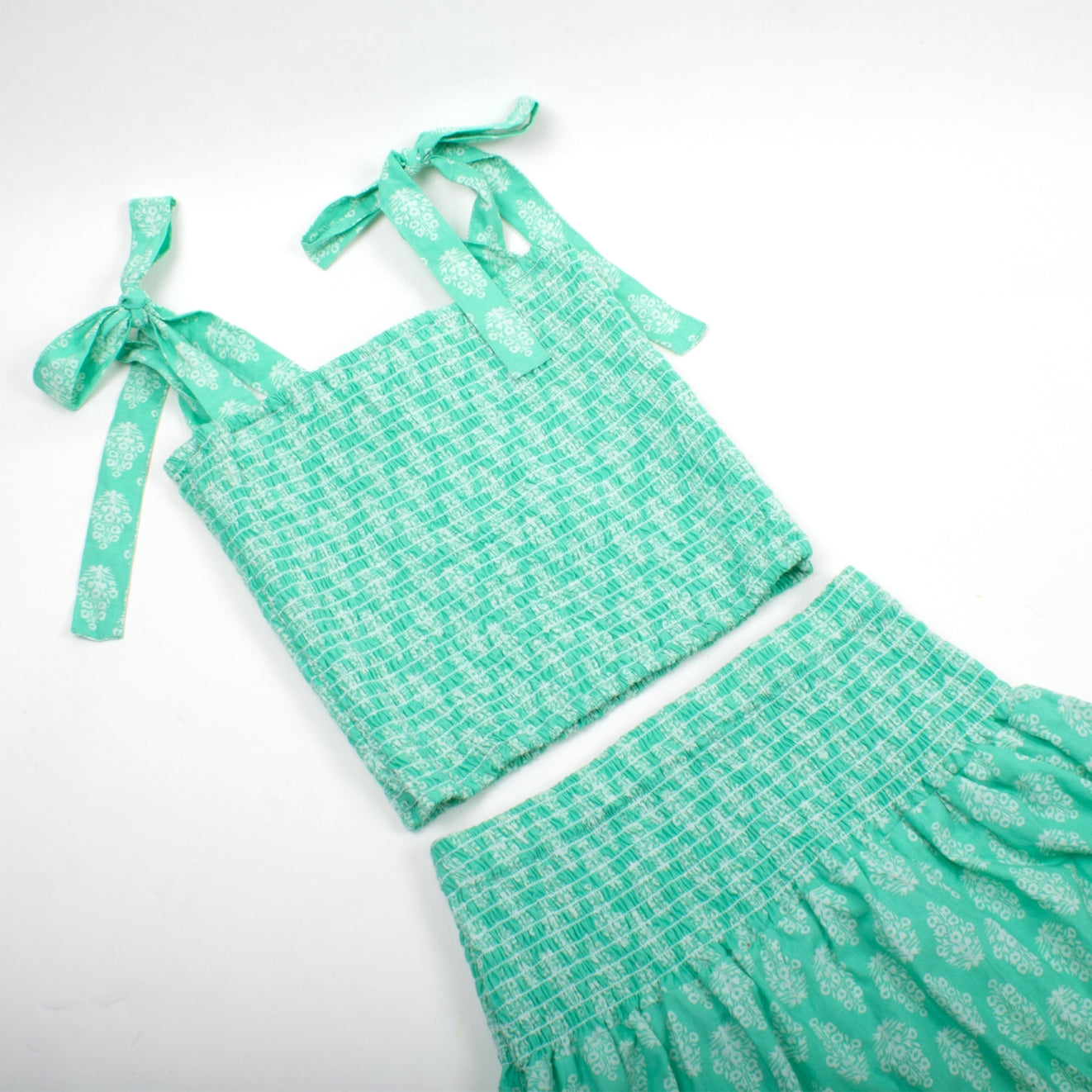 Spring Print Tie Top Green