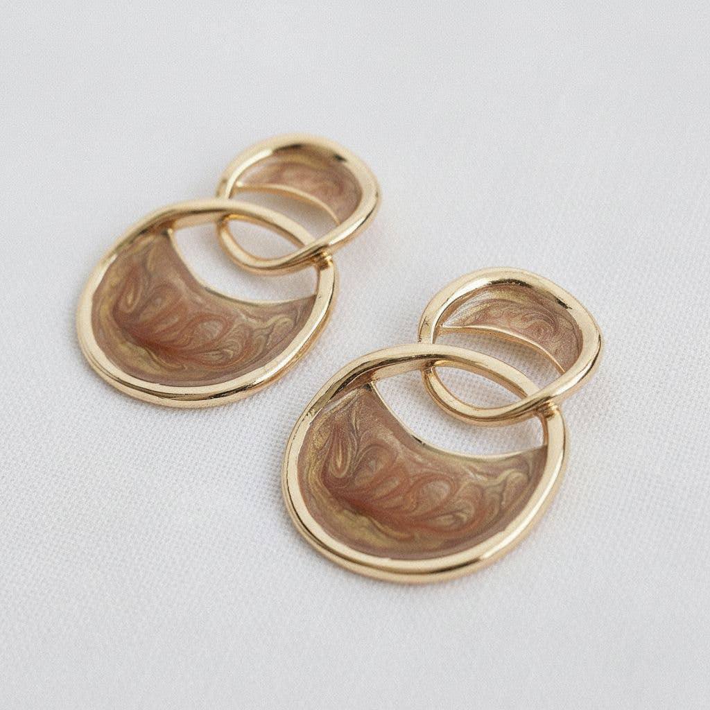 Geometric Drop Earrings with Dual Ring Design