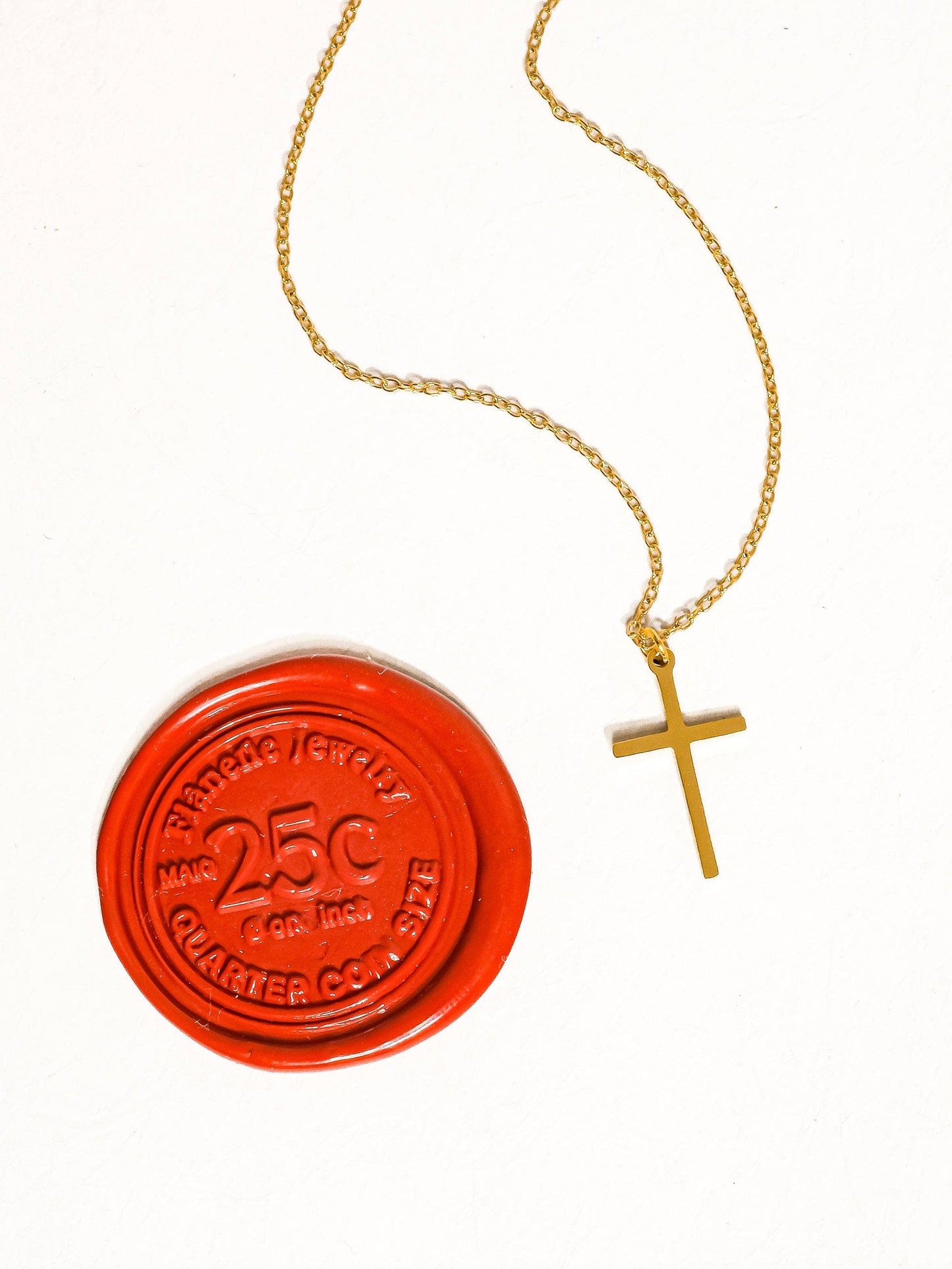 Tirza 18K Gold Non-Tarnish Small Cross Necklace: Yellow Gold