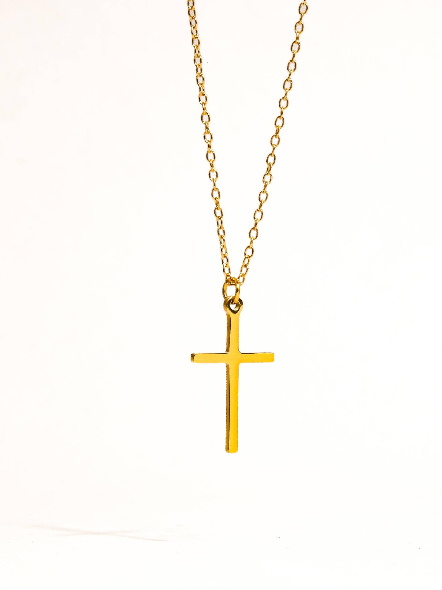 Tirza 18K Gold Non-Tarnish Small Cross Necklace: Yellow Gold