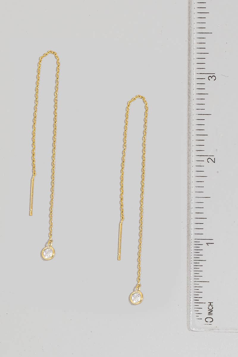 Mini Rhinestone Gem Threader Chain Earrings