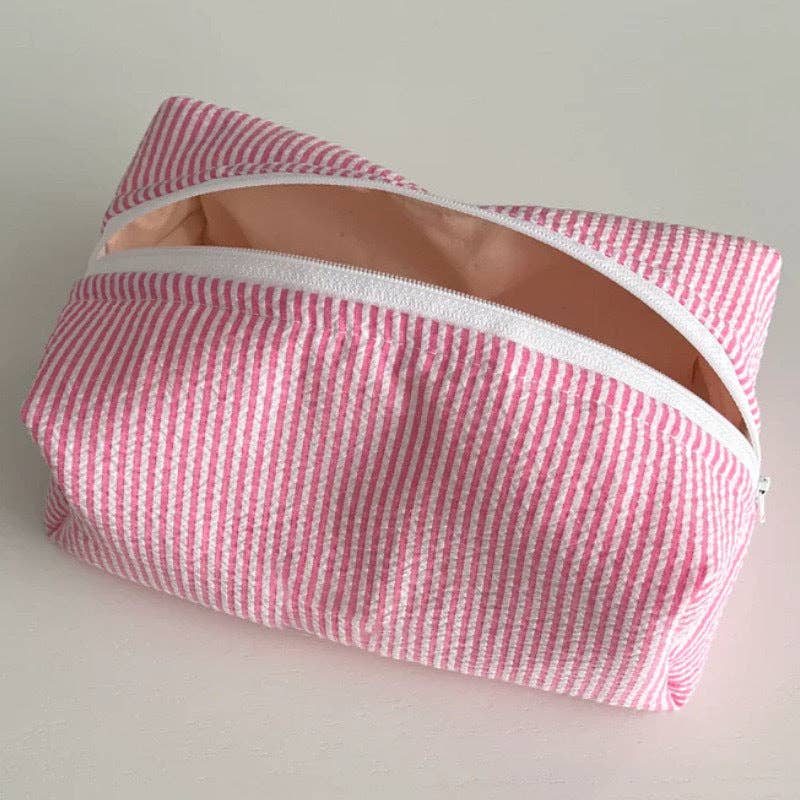Blue Striped Cosmetic Bag