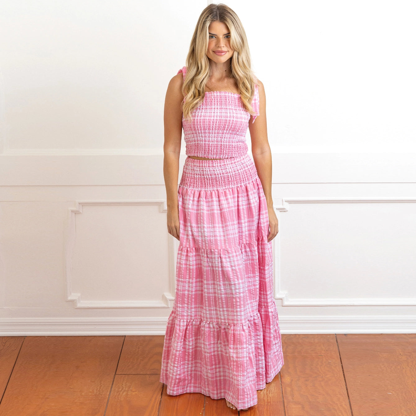 Maxi Skirt Pink Seersucker