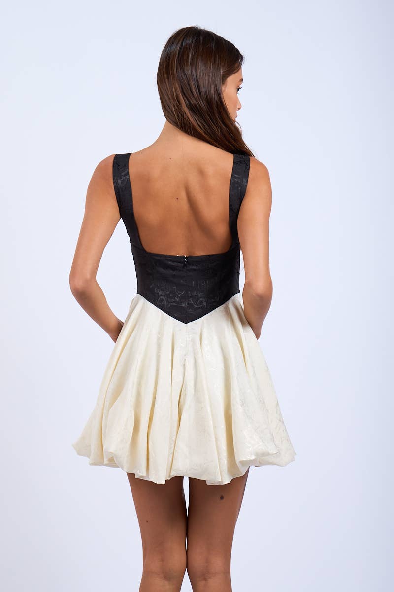 Square Neck Satin Bubble Dress