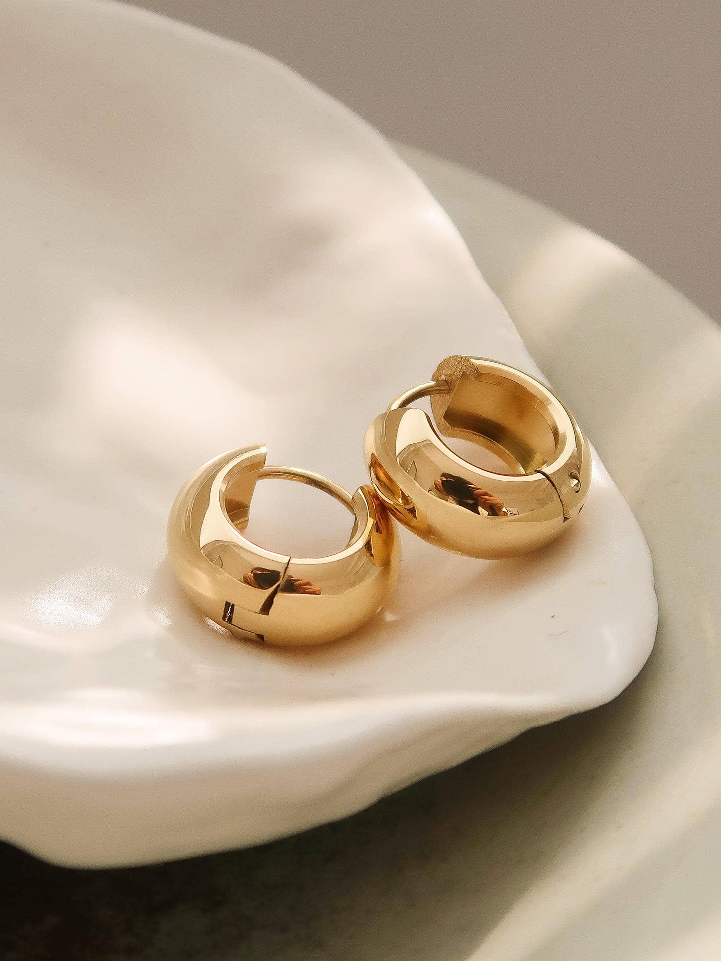 Blandine 18K Non-Tarnish Small Classic Hoop Earring: Silver