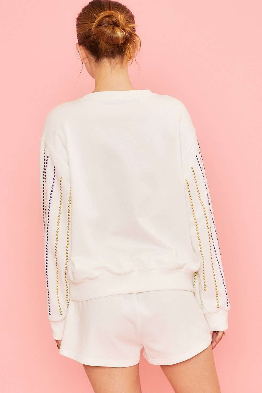 Colored Stud Trim Sweater Top