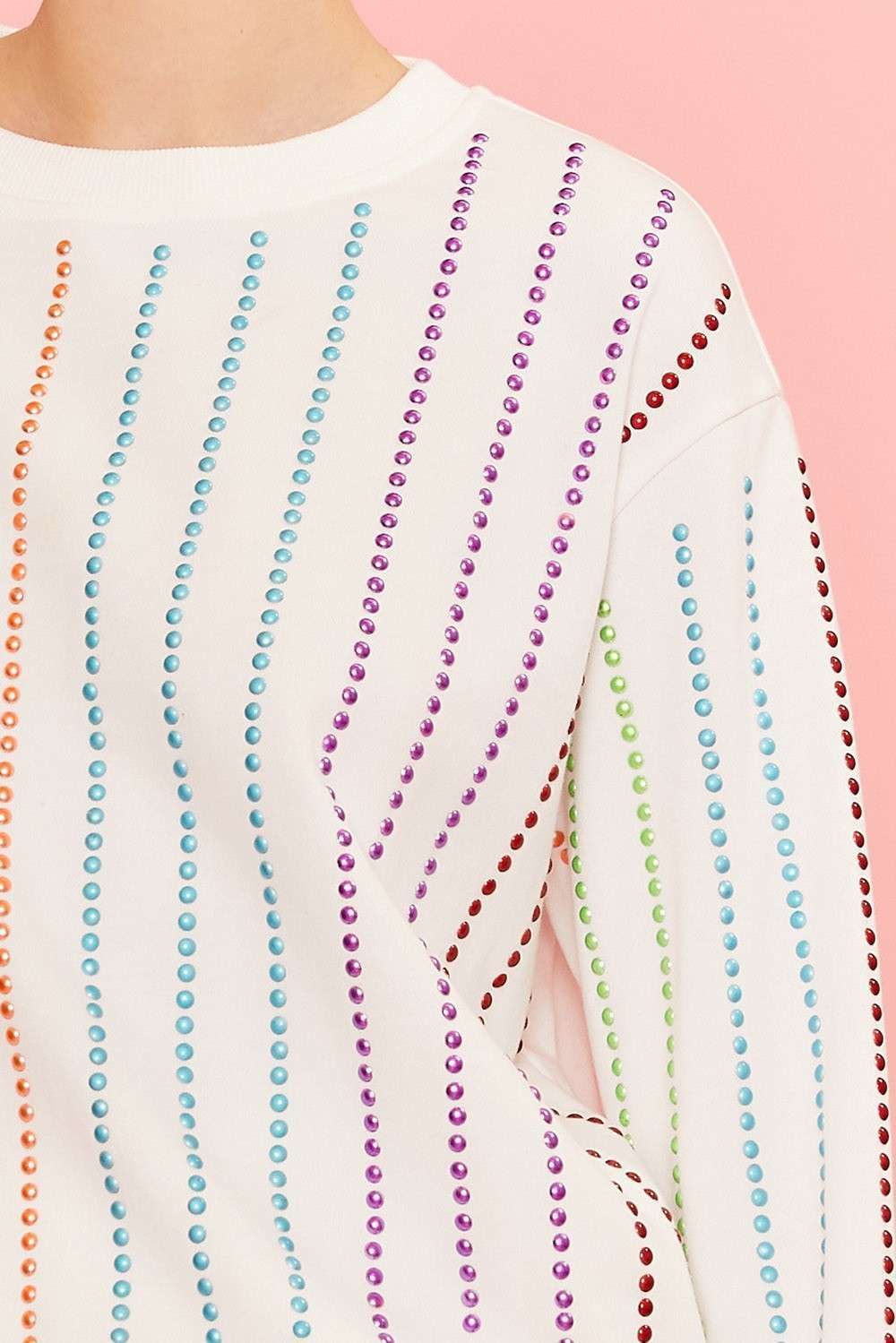 Colored Stud Trim Sweater Top