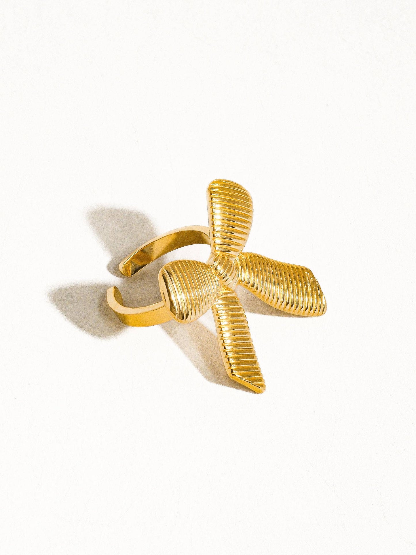Lillian 18K Gold Non-Tarnish Bow Stud & Ring: Yellow Gold / Stud