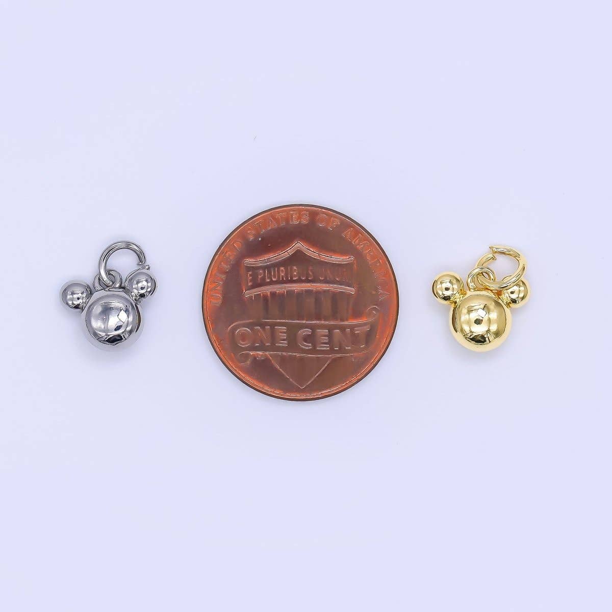 24K Gold Filled 8mm Tiny Mouse Ears Animal Charm in Gold
