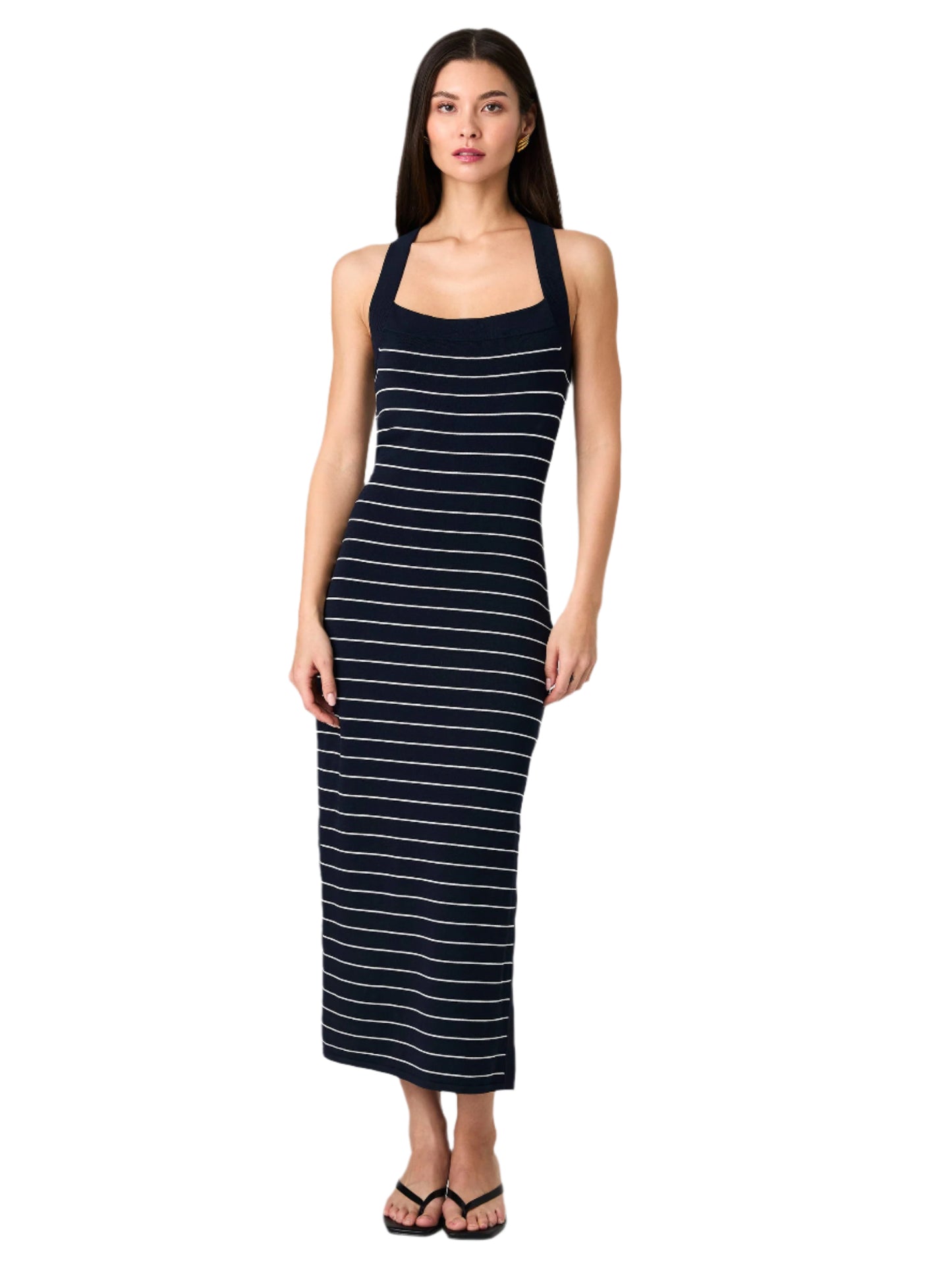Navy and White Midi Dress