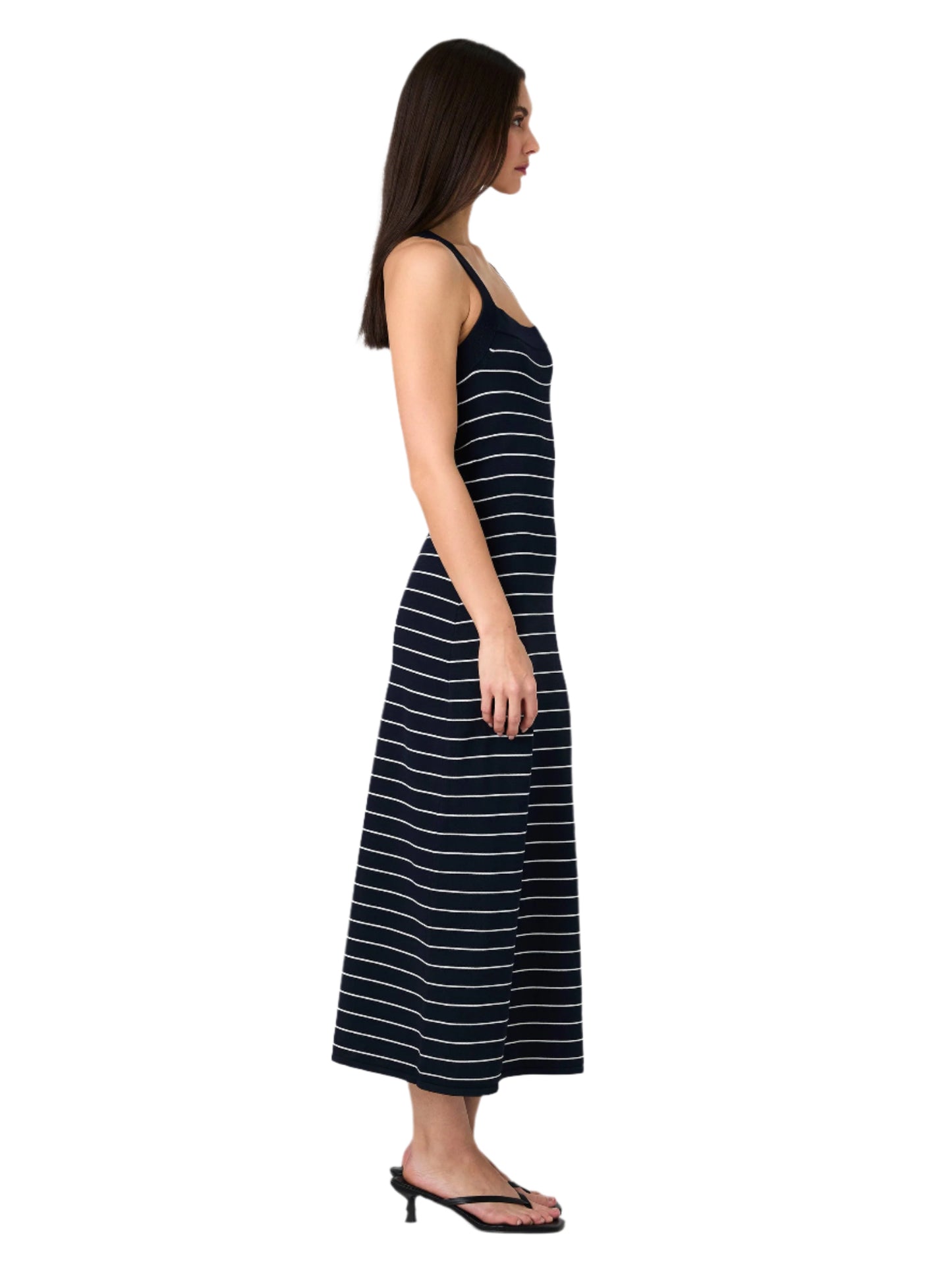 Navy and White Midi Dress