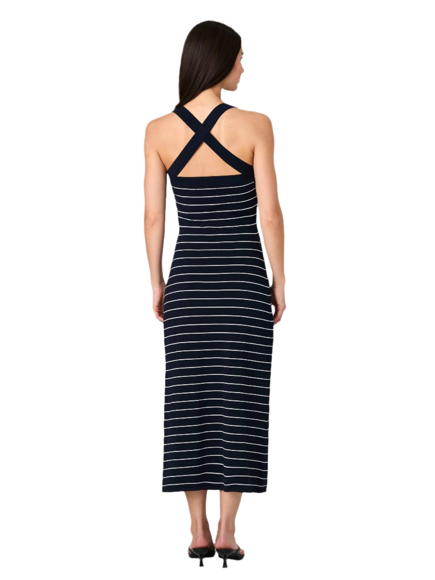 Navy and White Midi Dress