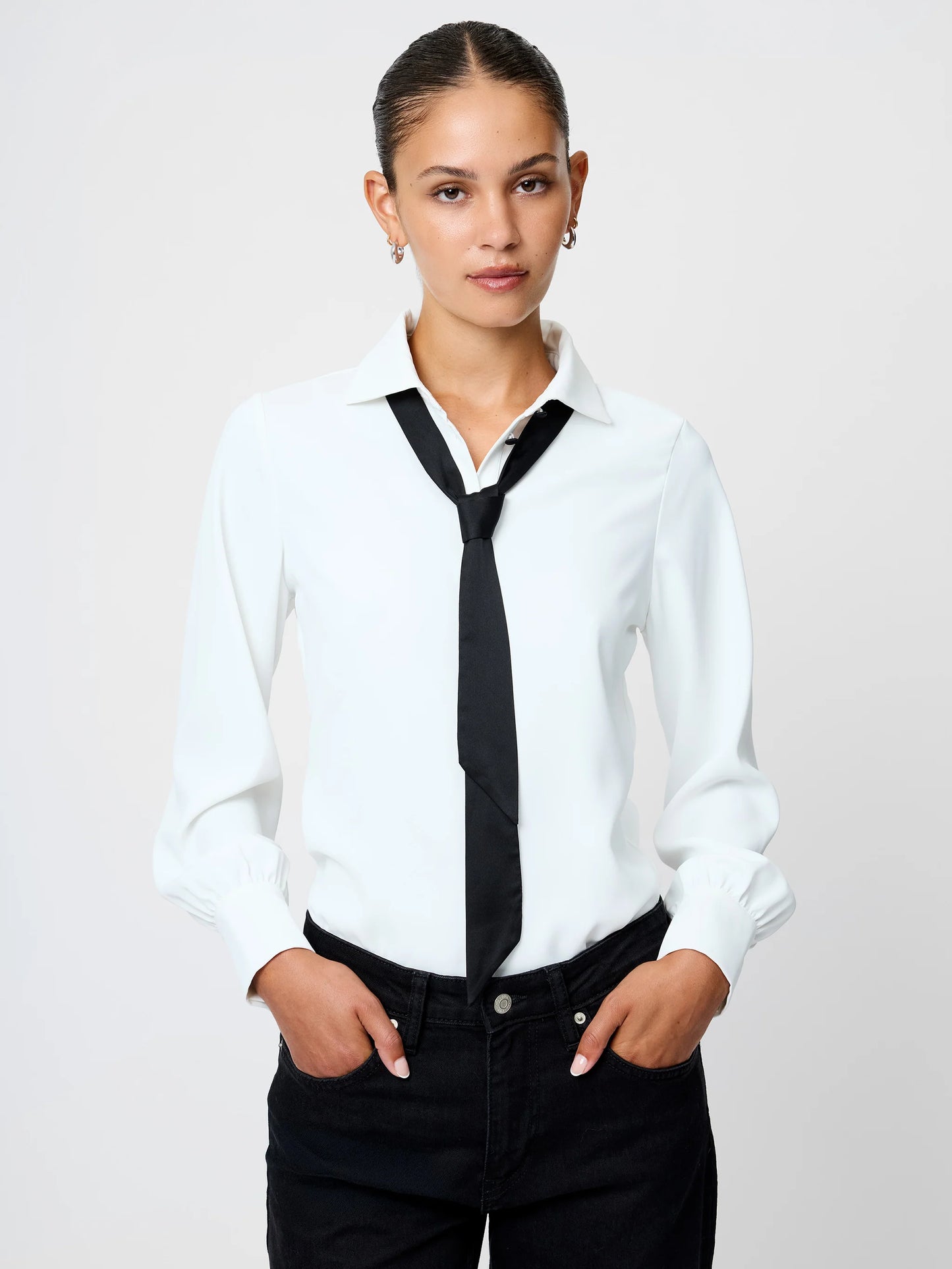 Crepe Bow Blouse