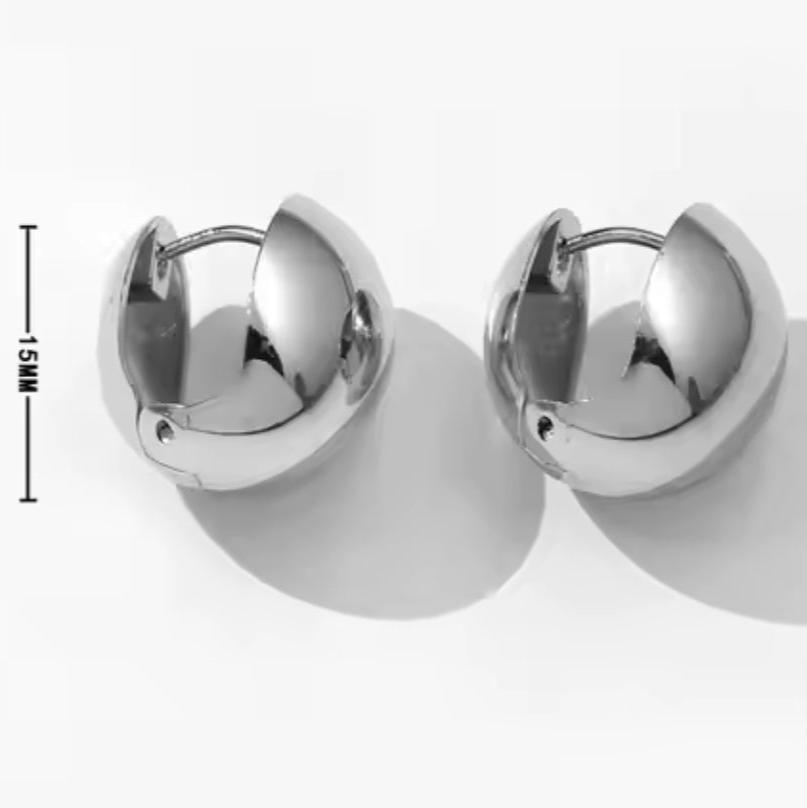 14k Steel Silver Ball Huggies
