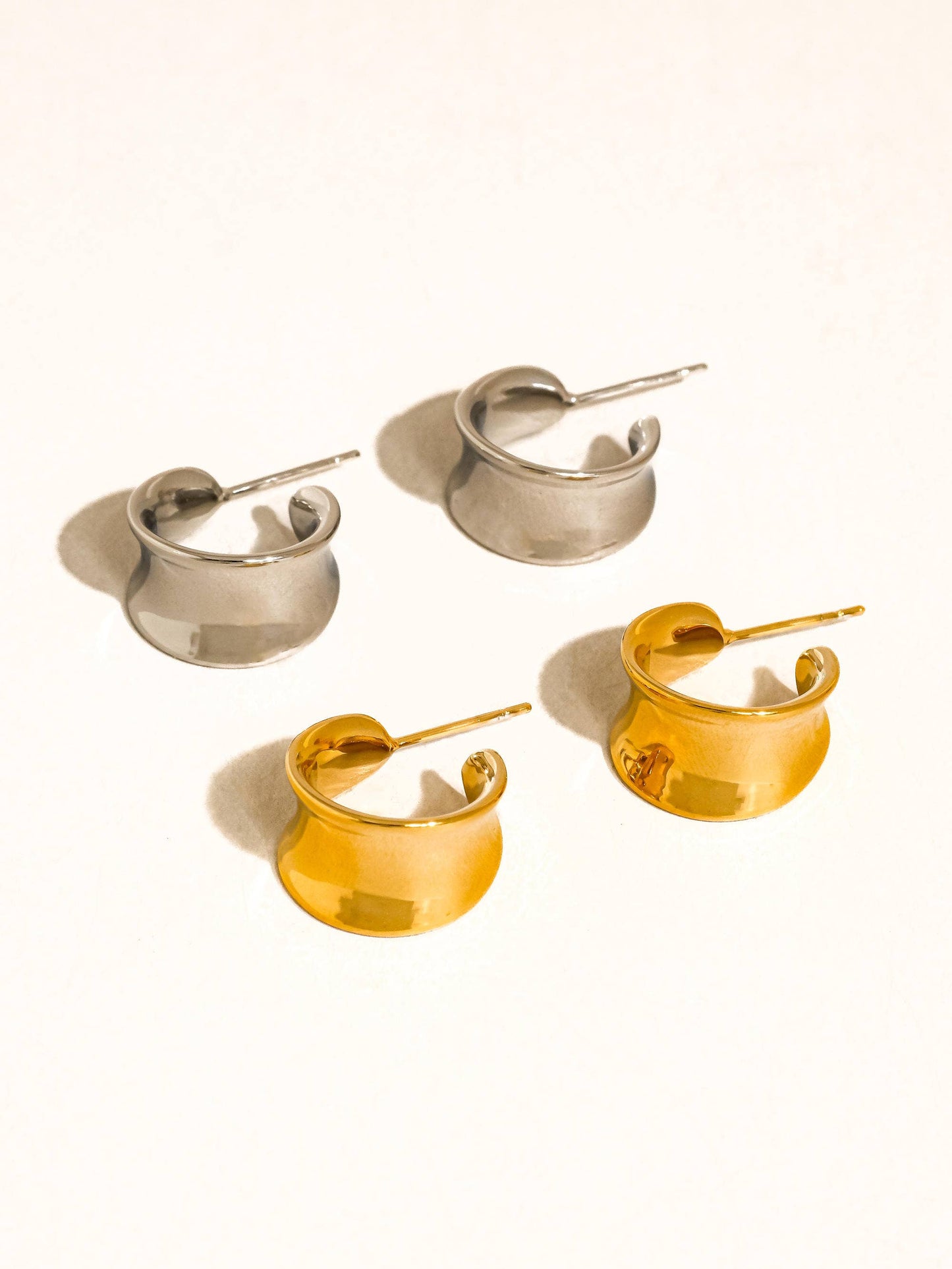 Yvaine 18K Gold Non-Tarnish Wide Dome Hoop Earrings: Yellow Gold