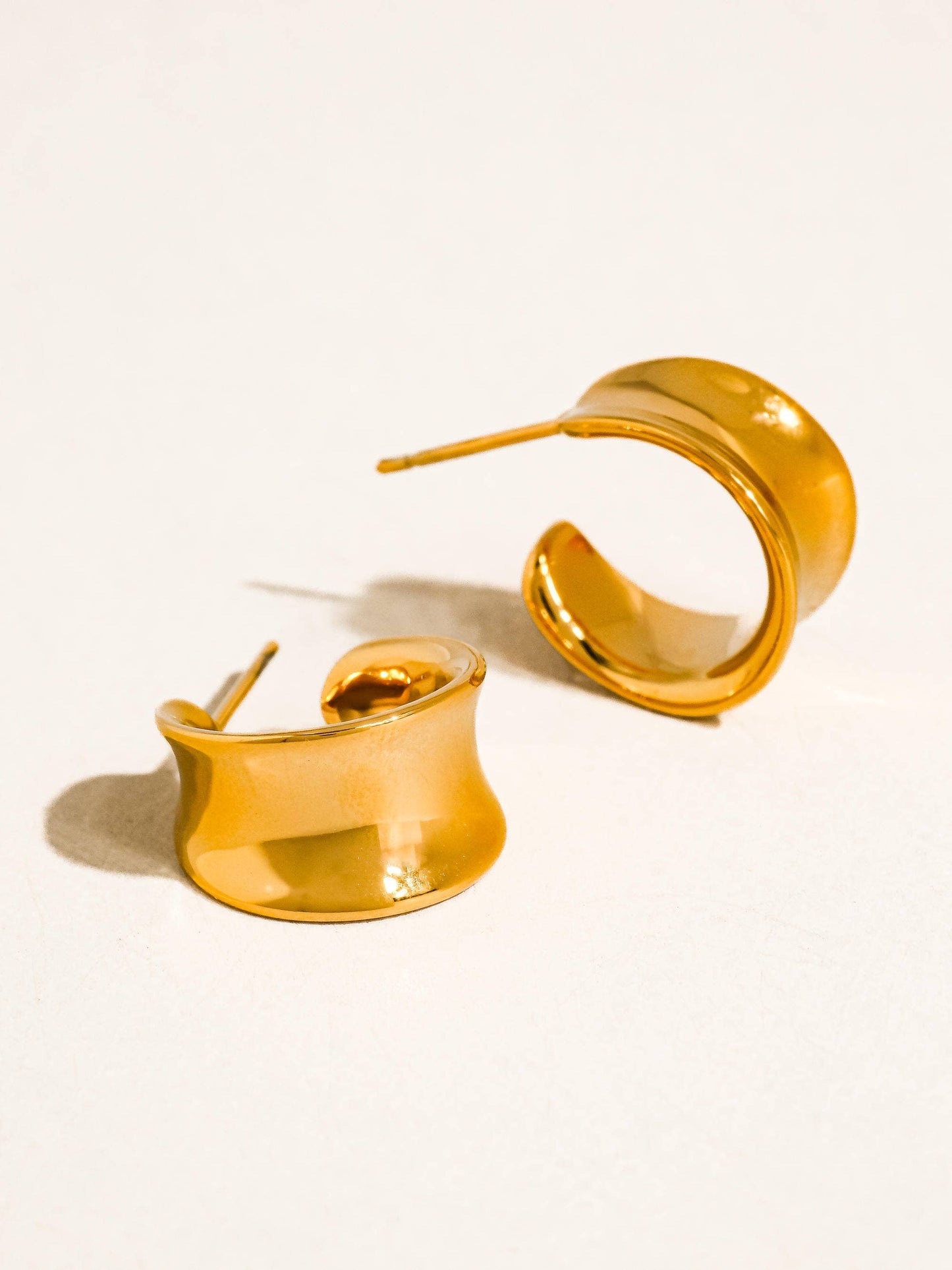 Yvaine 18K Gold Non-Tarnish Wide Dome Hoop Earrings: Yellow Gold
