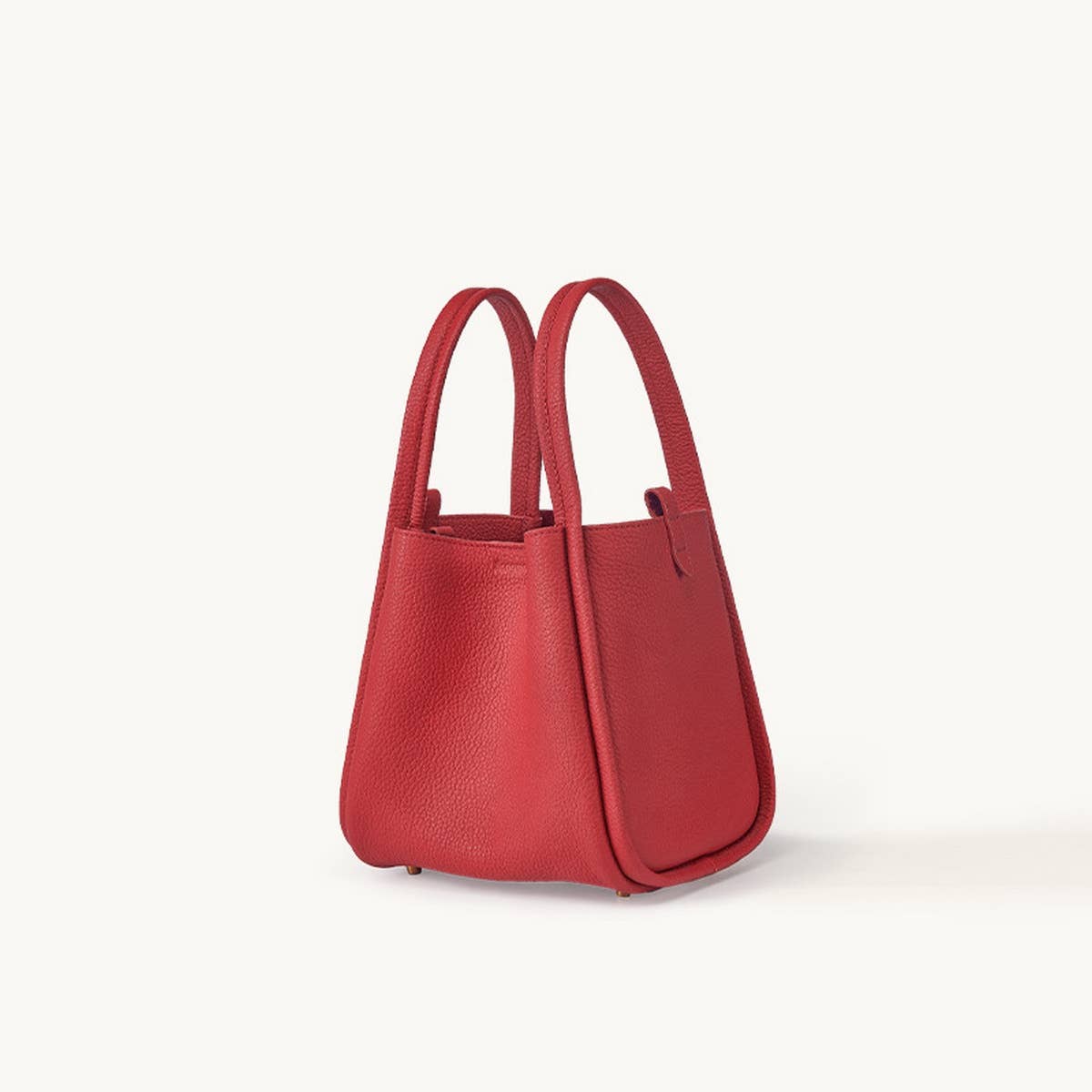 Red Medium Leather Bucket Tote
