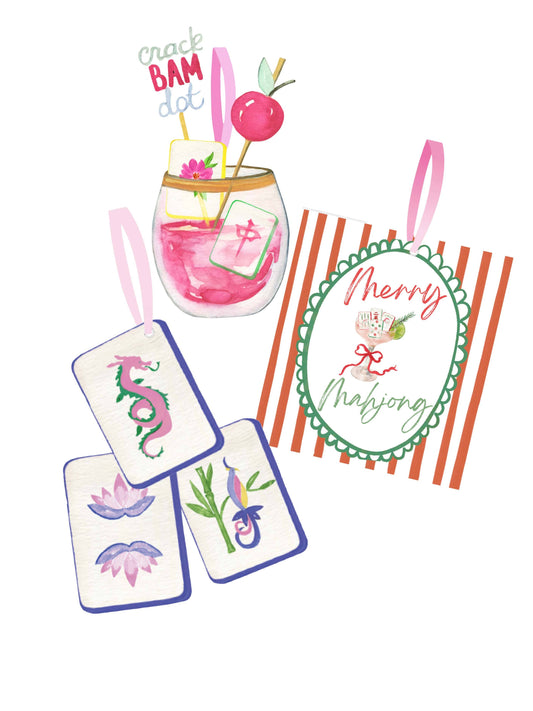Mahjong Christmas Ornament Acrylic Mahj gift, acrylic: Cocktail Glass