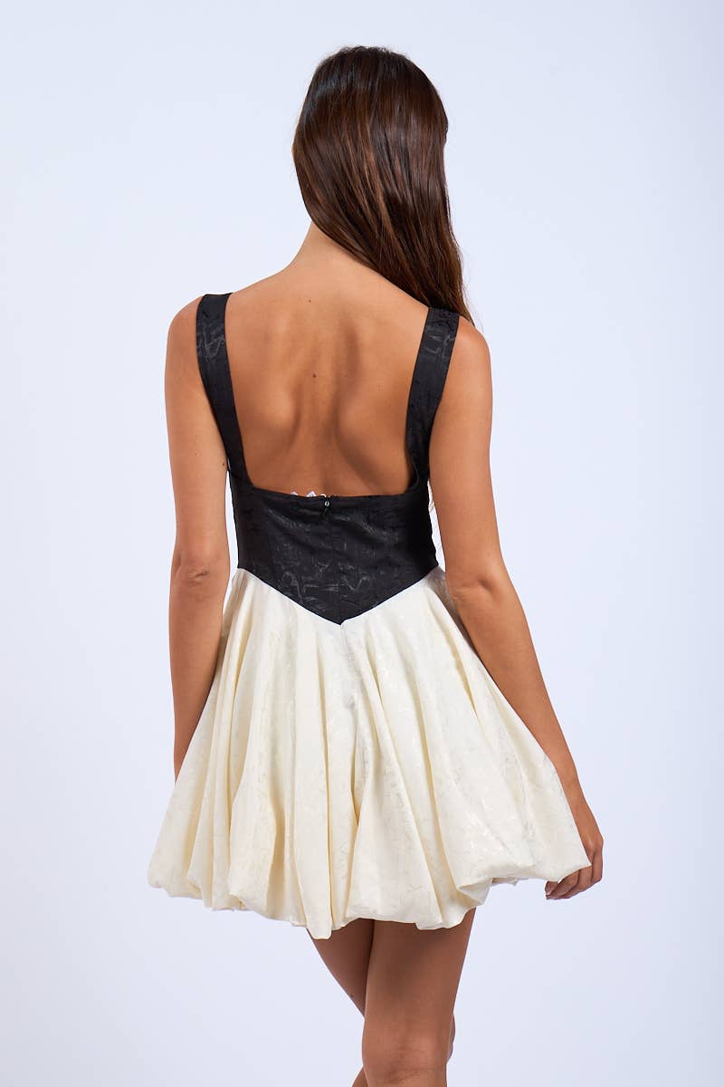Square Neck Satin Bubble Dress