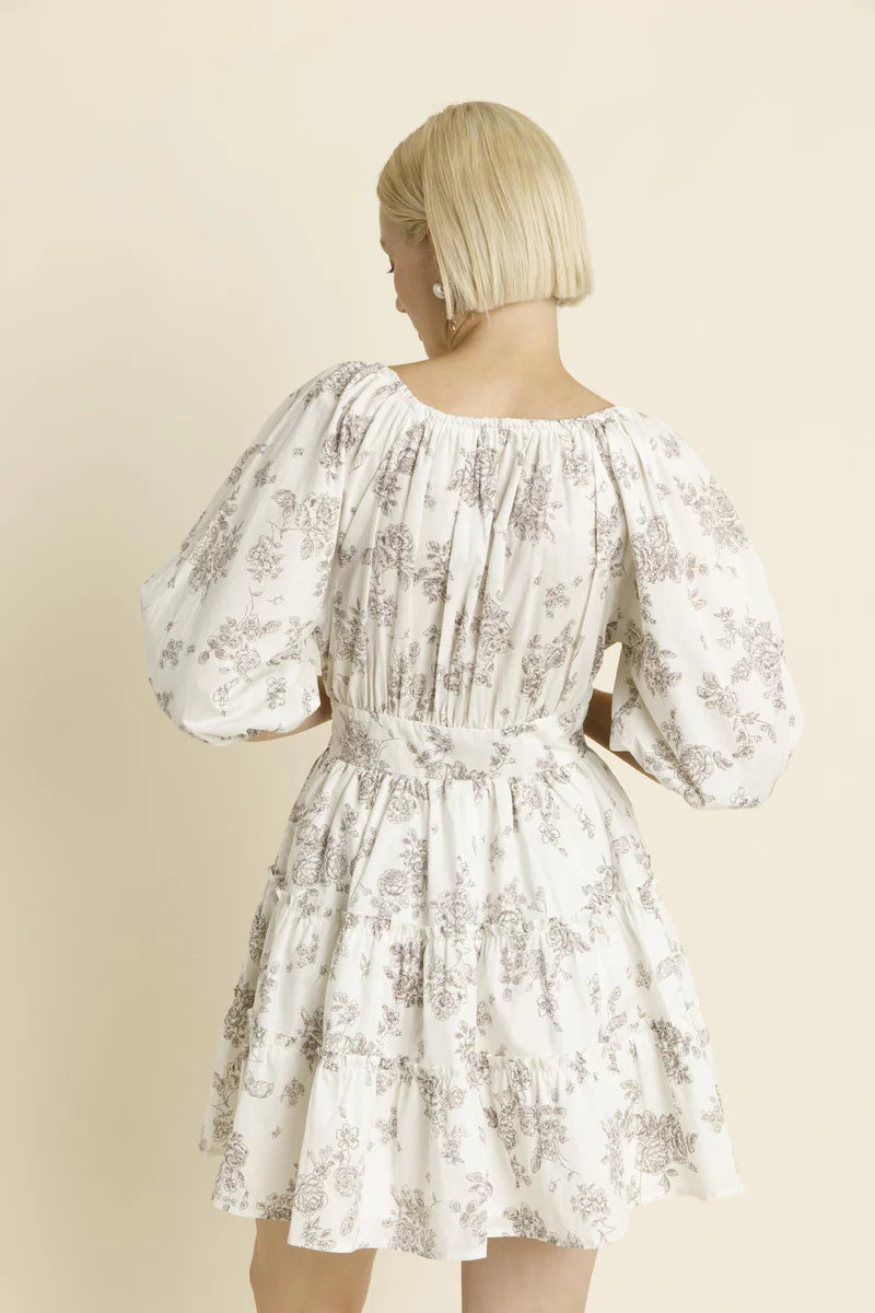 Ruched Floral Mini Dress