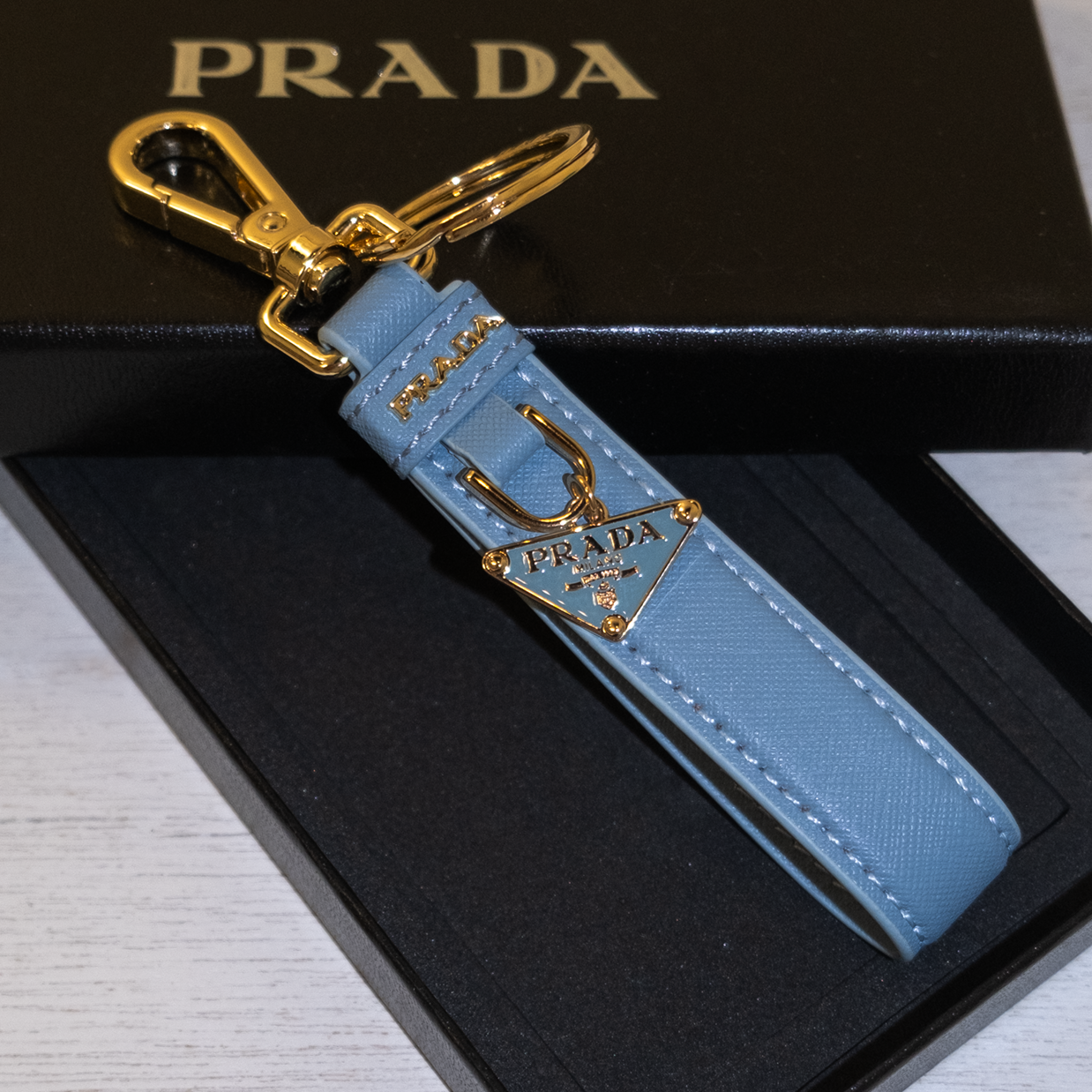 Designer Inspired Prada Leather Keychain