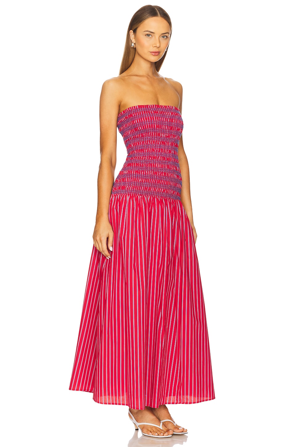 Red Smocked Maxi Dress