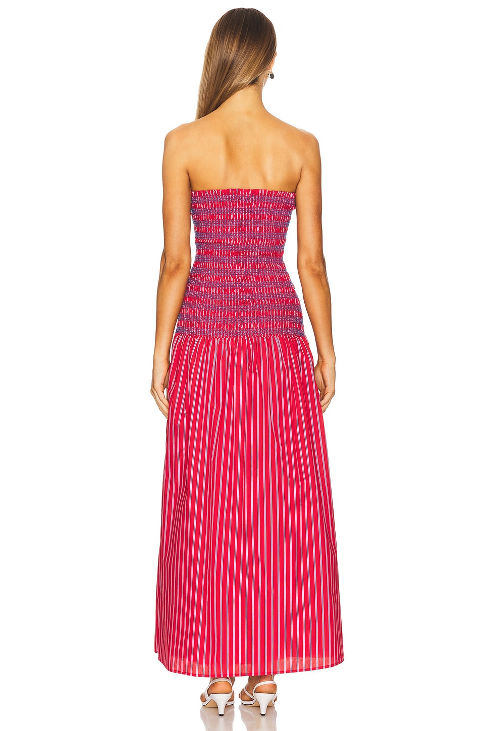 Red Smocked Maxi Dress