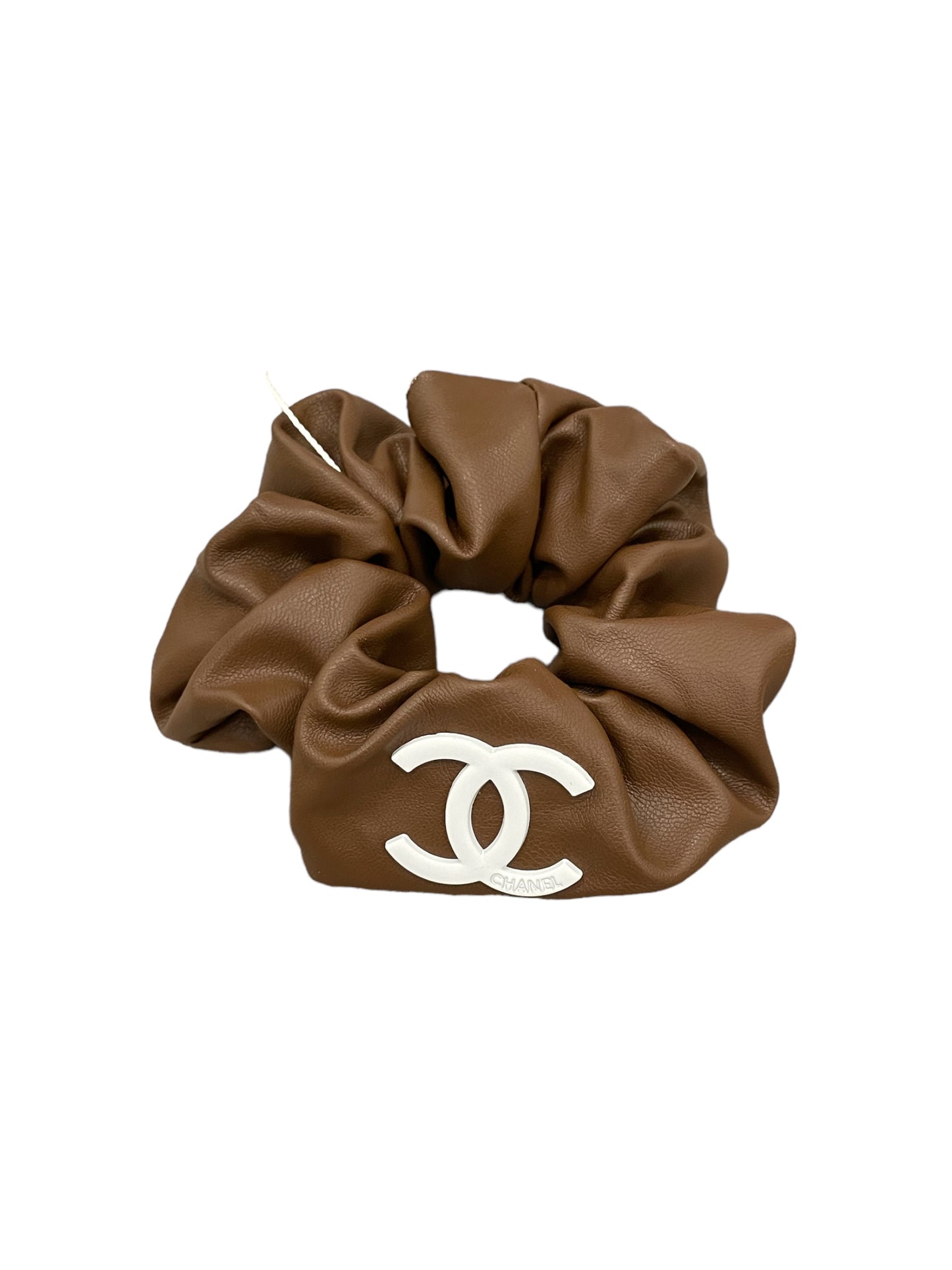 CC inspired leather scrunchie