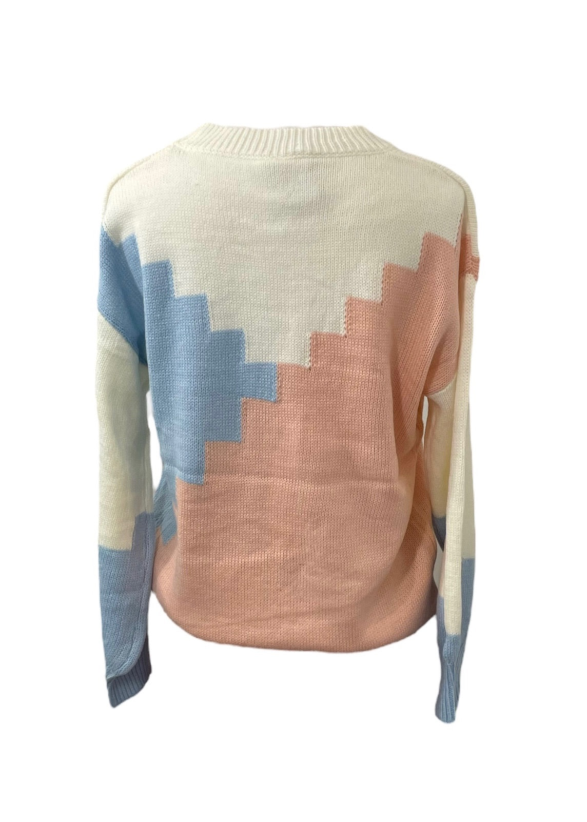Cream/Blue/Pink Pixel Sweater
