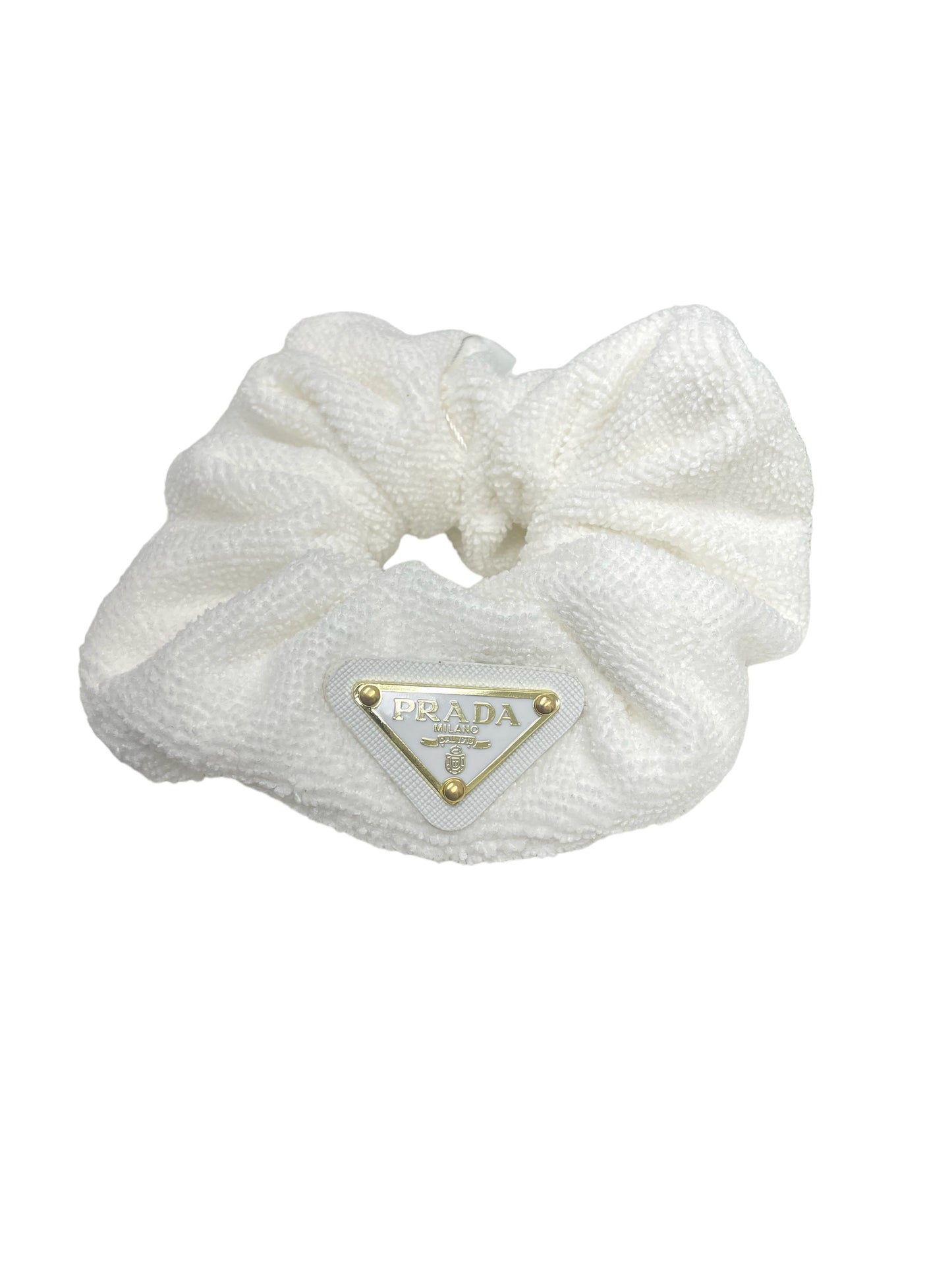 Winter White Designer Inspired Prada Scrunchie