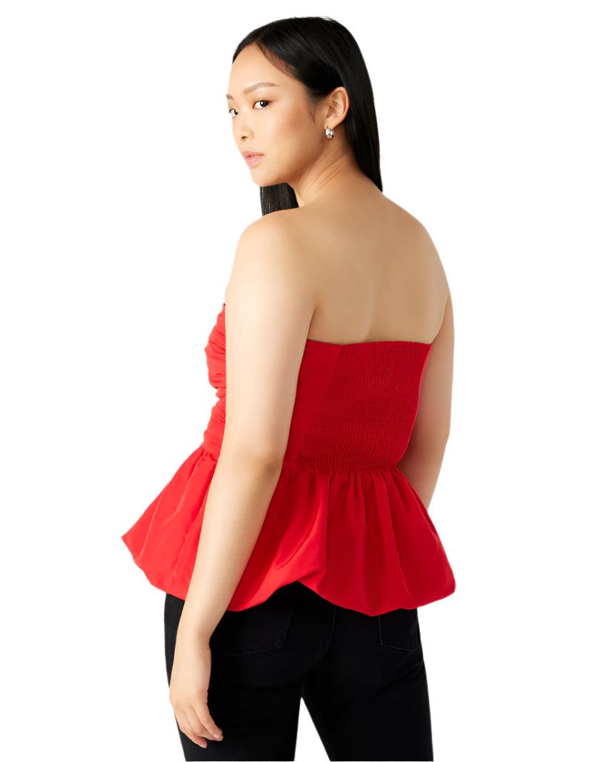 Bubble Hem Strapless Top