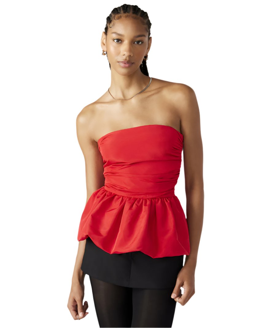 Bubble Hem Strapless Top