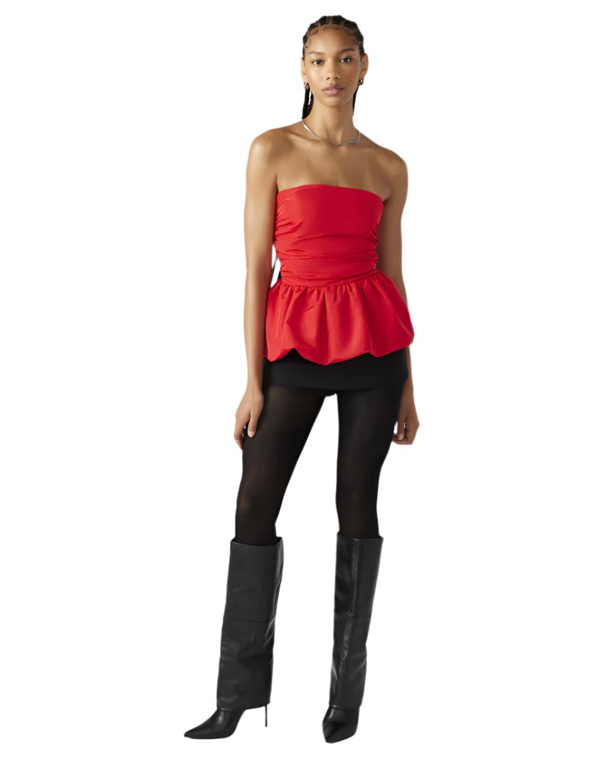 Bubble Hem Strapless Top