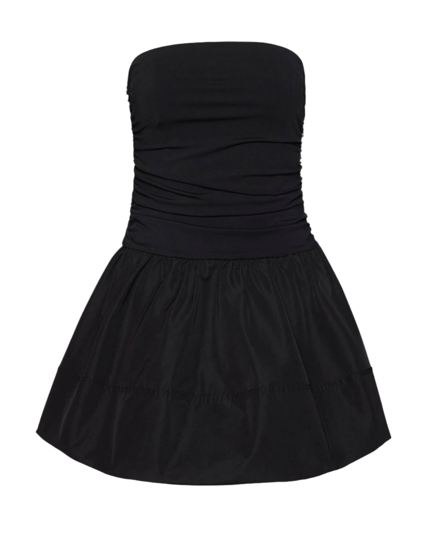 Strapless Bubble Hem Dress Black